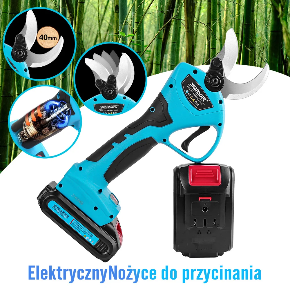 Cordless Lithium-ion Progressive Pruning Shear 4Ah Efficient scissors Bonsai Electric Tree Branches garden tools SC-8605 4CM 3