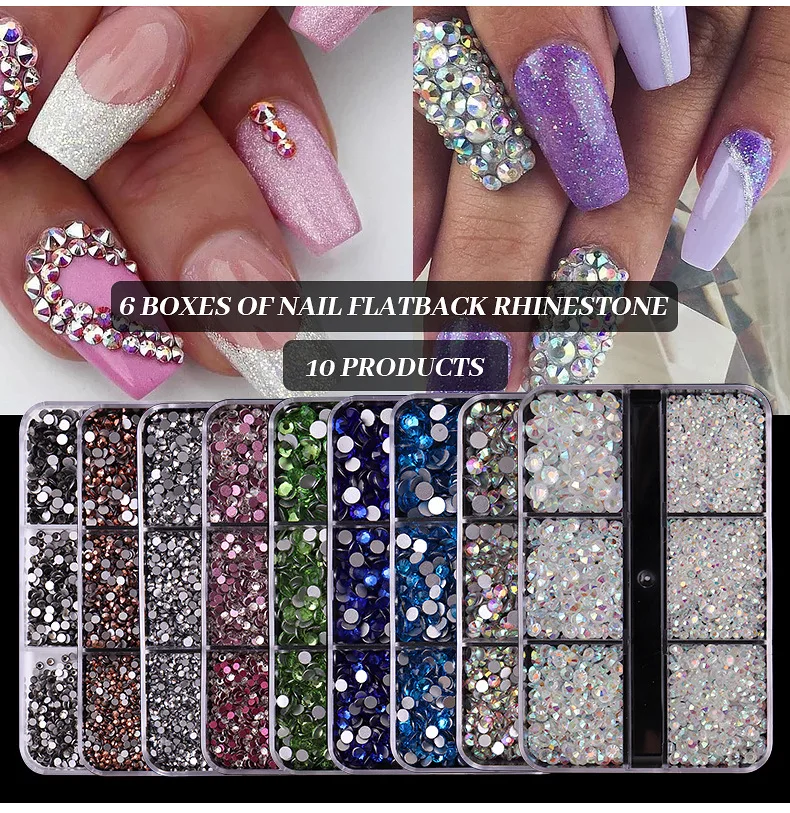 

Hot Selling New Product: 1 Box, 1426pcs, Brilliant Nail Polish Rhinestones, Dazzling Colored Glass Nail Rhinestones