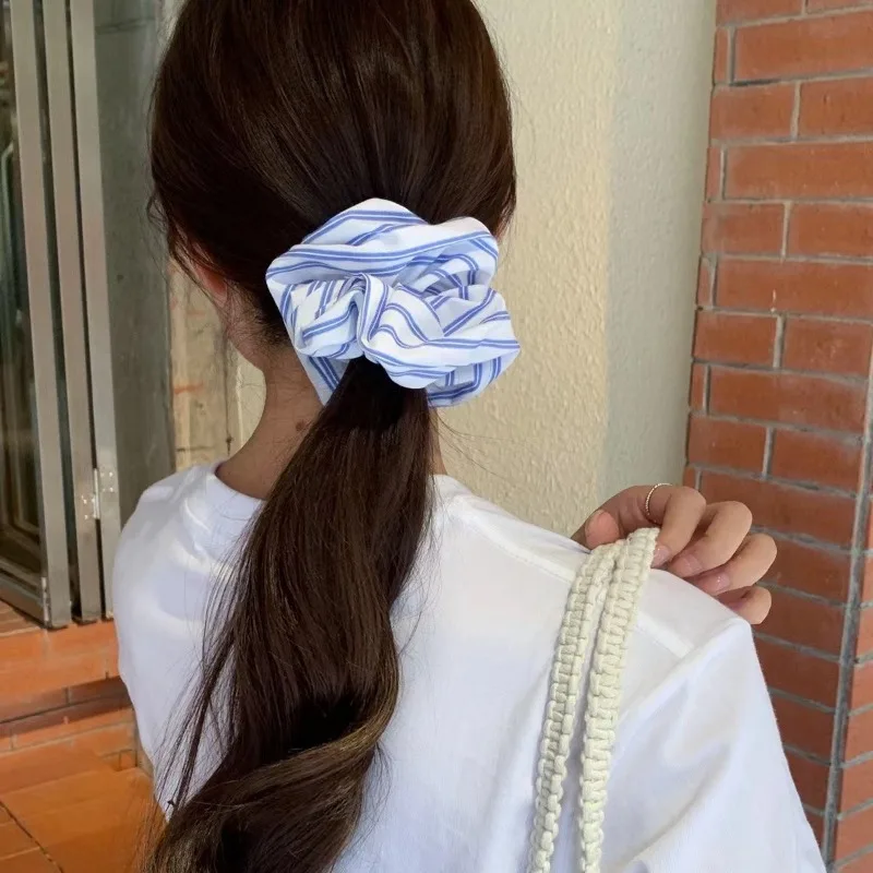 

Blue Stripe Designer Women's Hair Tie Korean Fashion Sweet Romantic Exclusive Daily Casual Hair Tie For Ladies New Headwear 2024