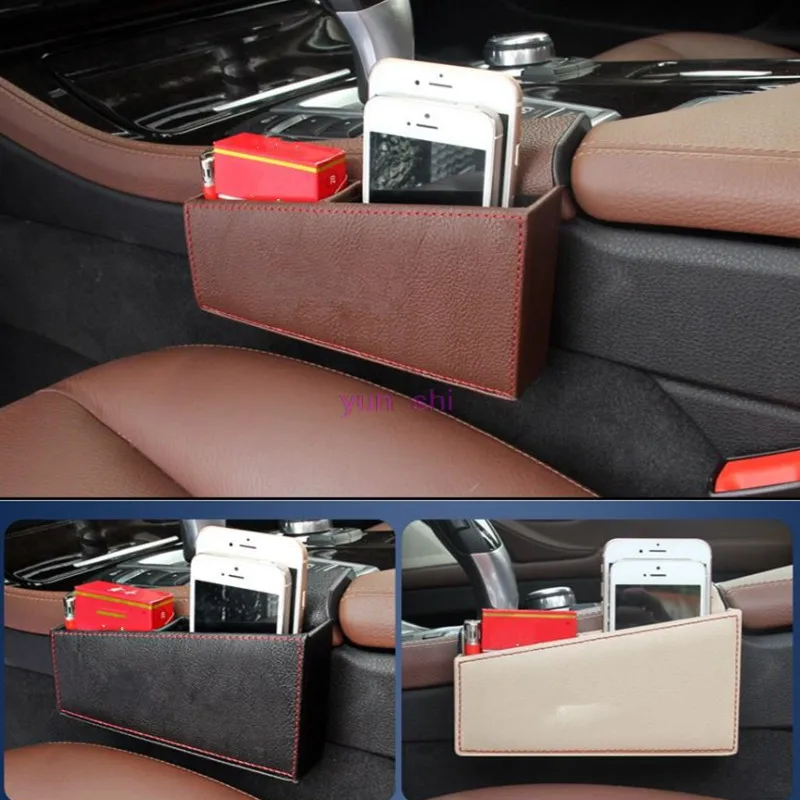 Leather Car Seat Slit Gap Pocket Storage Glove Box Organizer Slot Box