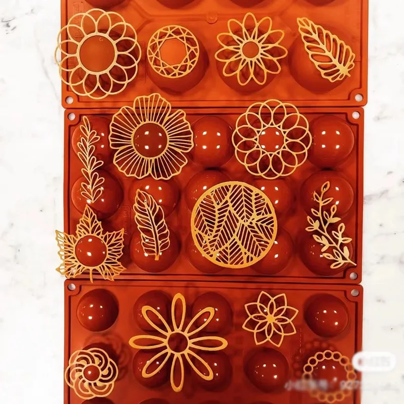 Neue Silikon-Kuchenform mit verschiedenen Blättern und geometrischen Blumen, Kuchendekorationswerkzeug, Randdekorationsform, Küchenbackwerkzeug – Detail 2