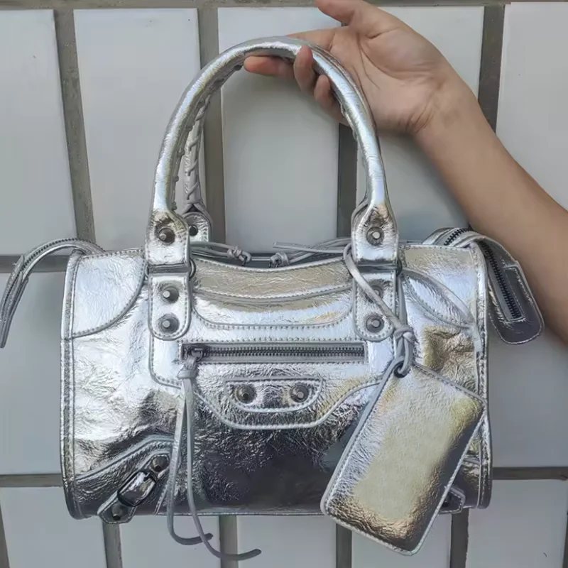 Borse Grandi Retrò con Rivetti Stile Moto, Nuova Collezione Borsa a Tracolla Donna Stile Europeo, Borsa Spicy Girl, Borsa Casual Unisex - immagine 5