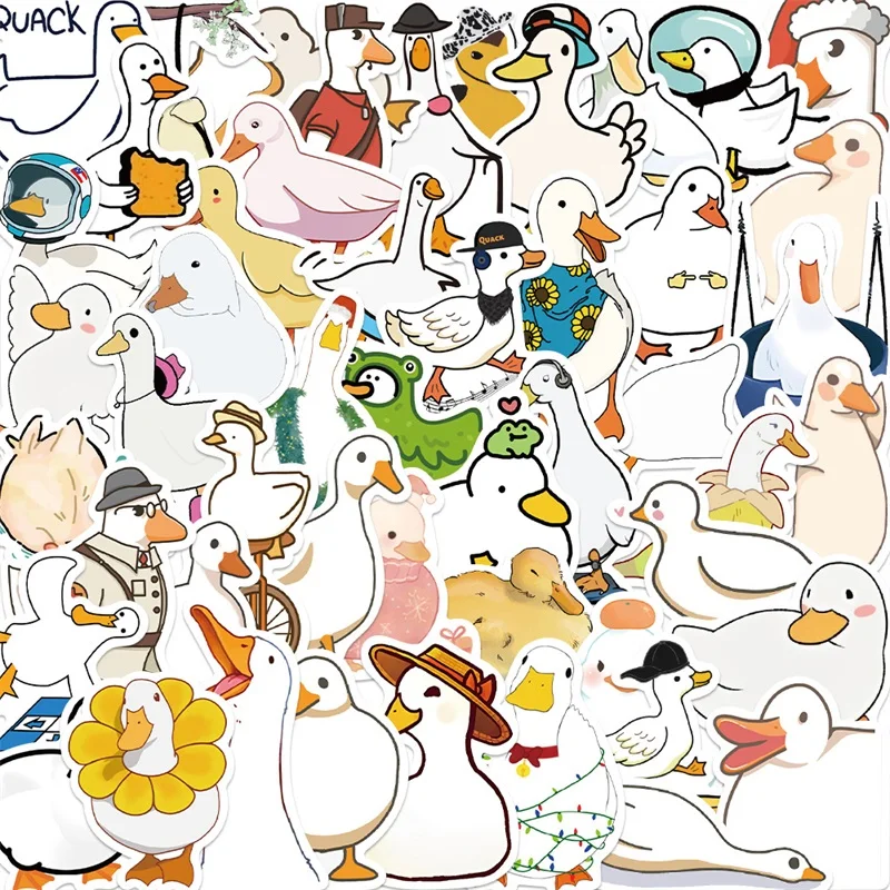 10/30/50PCS Cute Simple Duck PVC Sticker Aesthetic Children's Korean Stationery School Supplies Decoration Scrapbooking for Kids 50pcs cute cartoon owl stickers for stationery scrapbook kscraft sketchbook car sticker craft supplies scrapbooking material