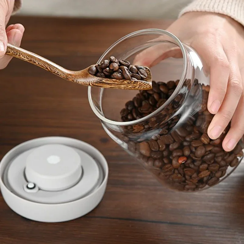 Press-type Coffee Beans Vacuum Sealed Tank Glass Food Storage Fresh-keeping Coffee Jars Whole Grains Tea Candy Storage Jar Jar 4