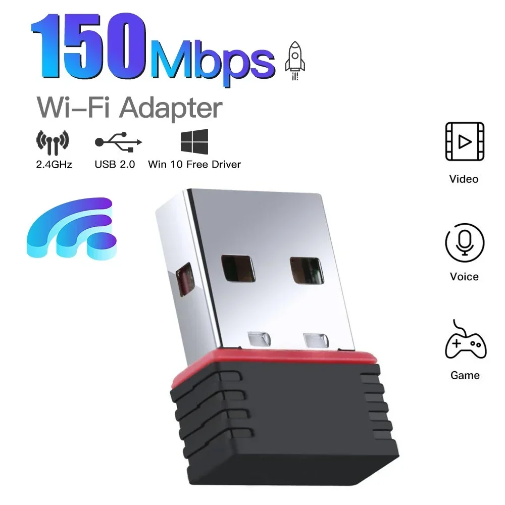 Karta sieciowa Mini USB Bezprzewodowy adapter klucza sprzętowego WiFi USB2.0 2.4G 150Mbps WLAN LAN Wi-Fi Dongle Receiver For PC Desktop Tablet