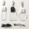 10Pcs Led 3D Blank Acrylic Keychain RGB Colorful Night Light Key Pendant Lamp Christmas Gift DIY Key Ring Rechargeable Light 2