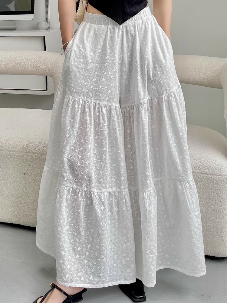 

COCHONNET Wide-Leg Pants Summer Loose Casual Cotton Thin Long Skirt Pants