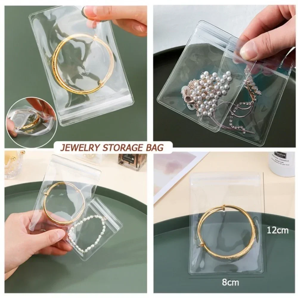 투명 PVC 주얼리 정리함 파우치 가방, 산화 방지 귀걸이 펜던트 목걸이, 팔찌 보관 거치대 상자, 30 개, 50 개, 100 개