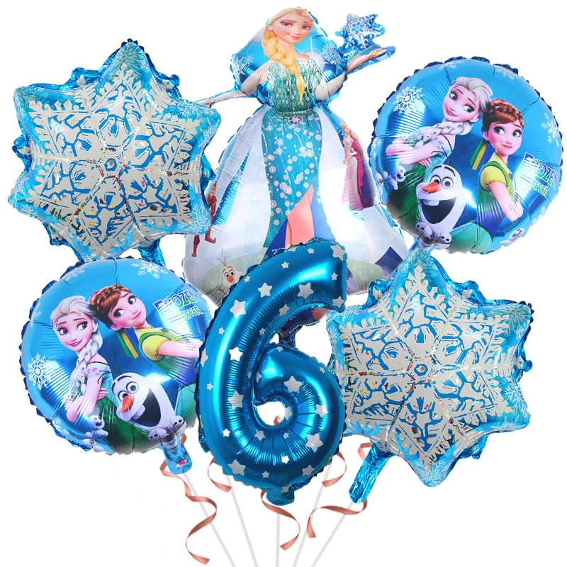 thumbnail image 1 of Decoraciones para fiesta de cumpleaños de Elsa, Frozen de Disney, vajilla de recuerdo para niña princesa Anna, plato de papel, pancarta de paja, globos, suministros para fiesta, 1 of 5