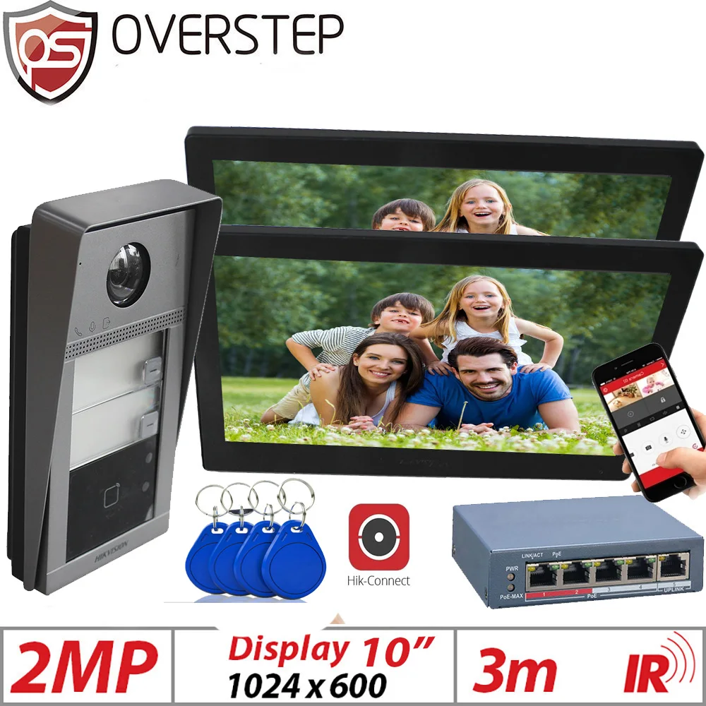 Mutil Language Hik Digital Technology Ds-Kv8213-Wme1 Videocitofono Con Monitor Lcd Da 2 Pezzi 7 "-Videocitofono Ip Ds-Kh6320-Wte1