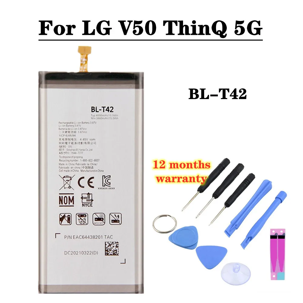 

Высококачественный BLT42 BL-T42 Сменный аккумулятор для LG V50 ThinQ 5G V500N V500EM V500XM 4000mAh аккумулятор для телефона + Инструменты