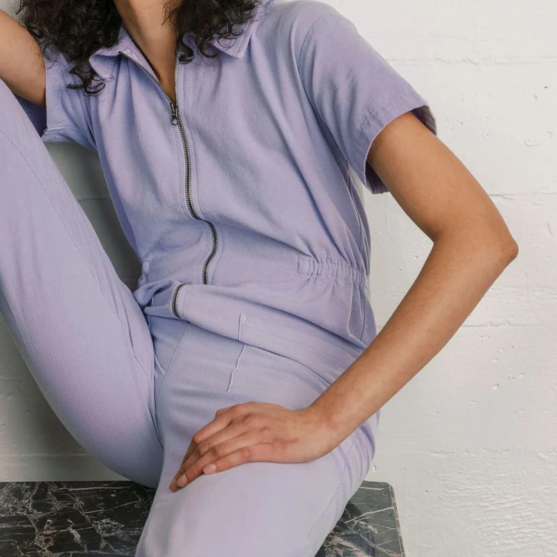 2024 Fashion Jumpsuit Women Streetwear Overalls Short Sleeve Zip Pocket Jogger Playsuits Casual Rompers Summer Pants Workwear