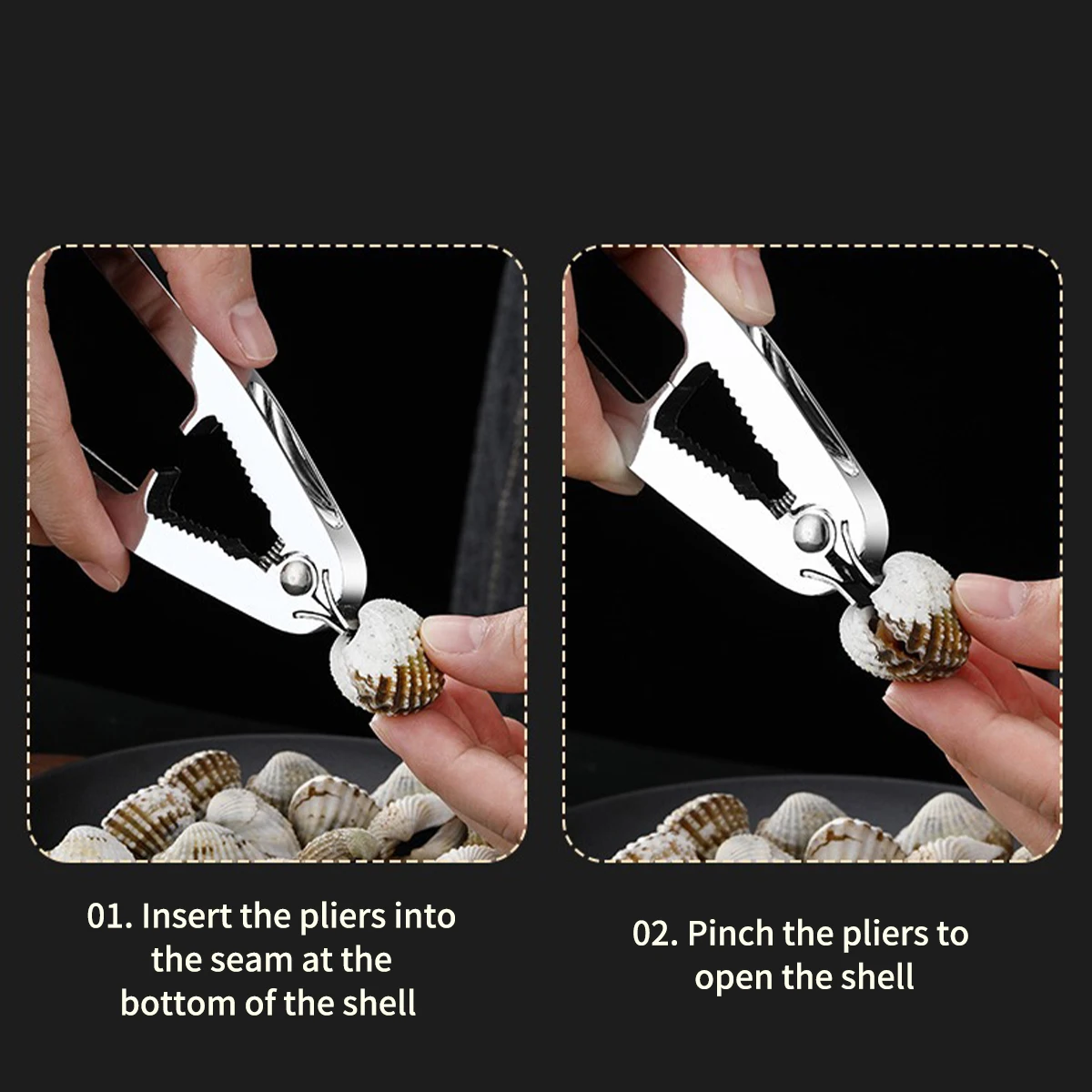 Seafood Opener WORTHBUY Clam Opener Zinc Alloy Spring Multifunctional Kitchen Tools Walnut Clip Oyster Nut Cracker Clam Tongs