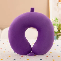Deluxe Travel & Neck Support Pillow with Snap Strap and Soft Cover (PURPLE)
