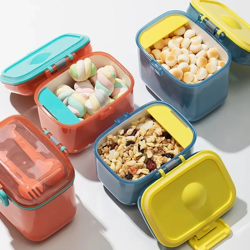 Portable Baby Food Storage Box Cartoon Infant Milk Powder Box Toddler Snack Container Sealing Cereal Storage Organizer