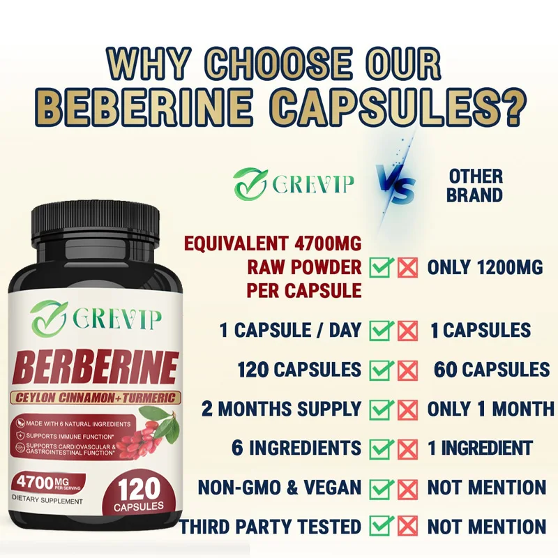 Berberine Capsules-Contains Ceylon Cinnamon-Supports Heart Health, Immune System, Cardiovascular Health Berberine Capsules