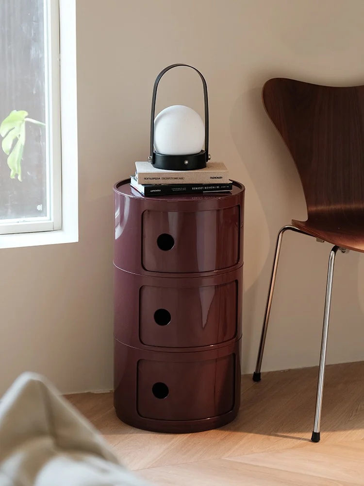 Round bedside table nordic plastic Bedside cabinet for bedroom small side end table nightstand Storage locker 2