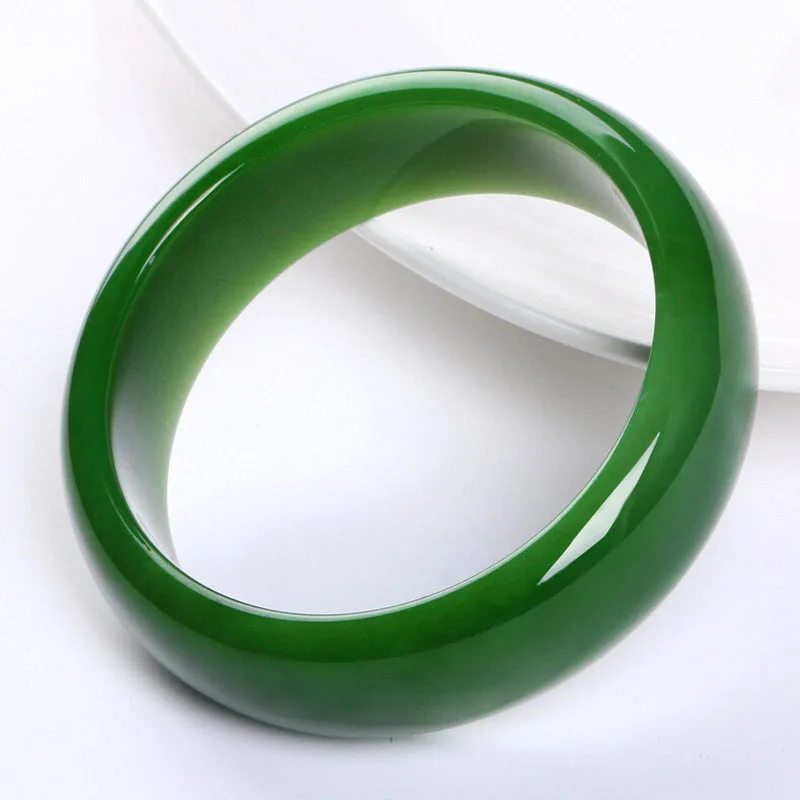 Китайский натуральный зеленый нефритовый браслет