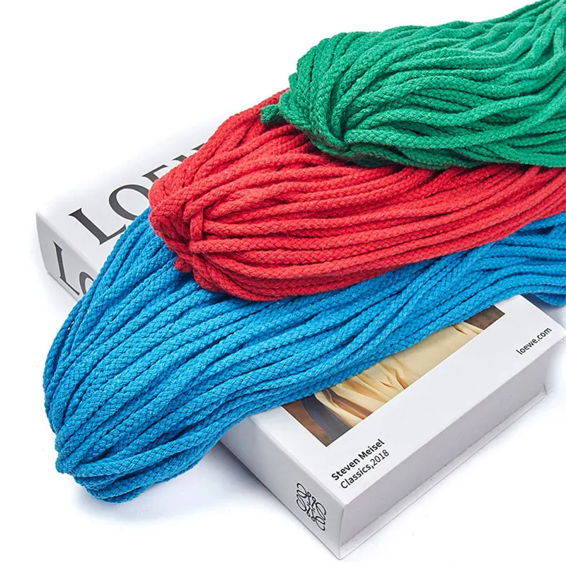 5mm Colored Cotton Twisted Rope DIY Craft Decorative Drawstring Belt Handmade Bag Accessories Woven Cord 10/5Meters