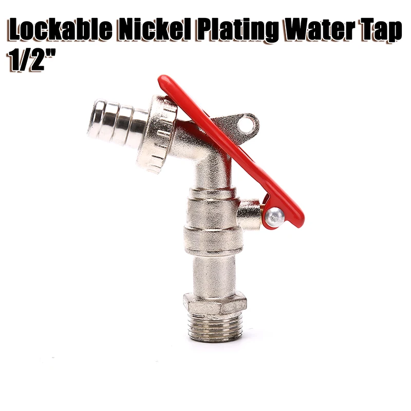 Garden Hose Faucet Lock Water Tank Connector Replacement Tools 1/2 Inch Brass Thread Water Tap Lockable Faucet 1 Pcs Garden Hose Faucet