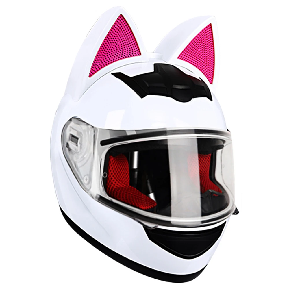 猫耳フルフェイス Amazon | foohYフルヘルメット 女性用ヘルメット 猫耳付き 春夏
