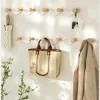 Coat Hanger Wall Mount Creative Wave Iron Hooks Row No Punch Wooden Hanger Functional Wall Hook Rack Porch Bathroom Coat Hook 2