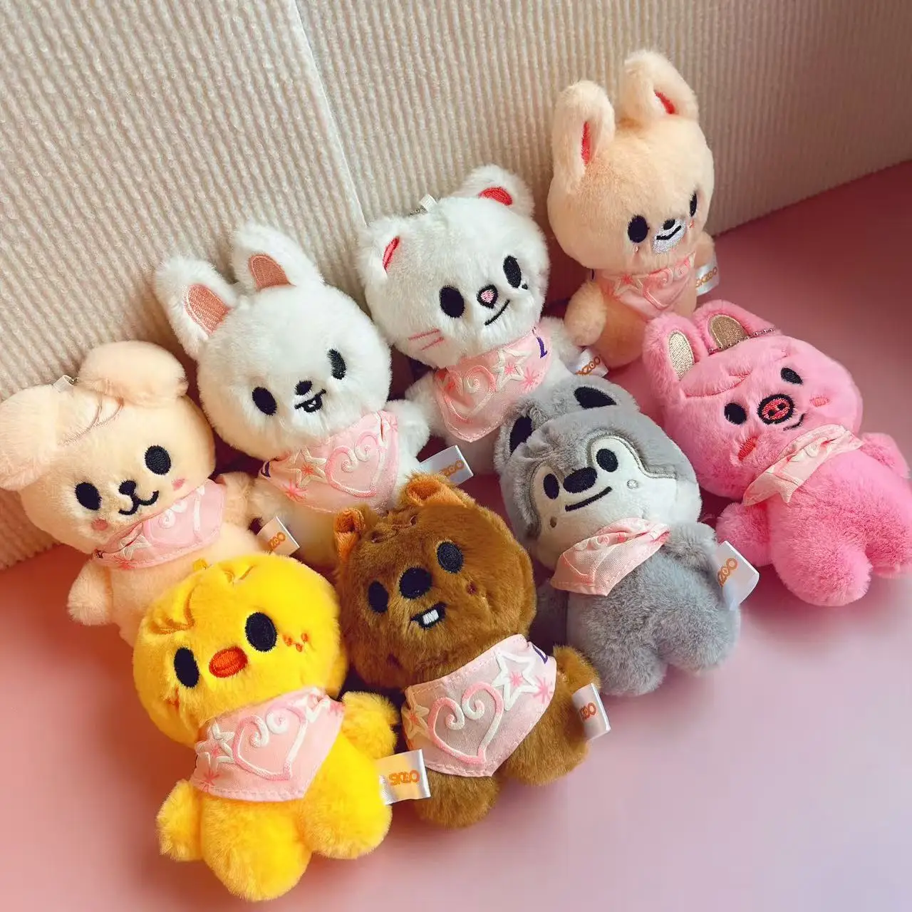 SKZOO Plush Keychain Stray Kids Plush Toy Water Scarf Bean Eye Li Longfu Keychain Pendant Children's Creative Toy