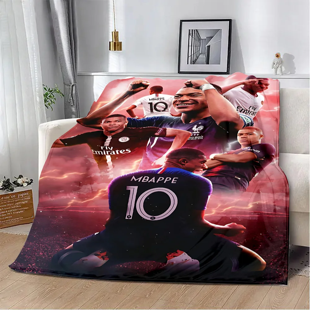 Printed Blanket Football K-Kylian Star M-Mbappé Picnic Blankets Warm Blanket Soft and Comfortable Home Travel Birthday Gift 5
