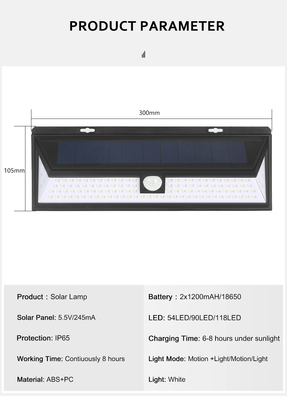 118LED Solar Wall Light Motion Sensor Street Lamp 3Modes IP65 Waterproof for Park Courtyard Garden Patio Railing Fence solar post cap lights