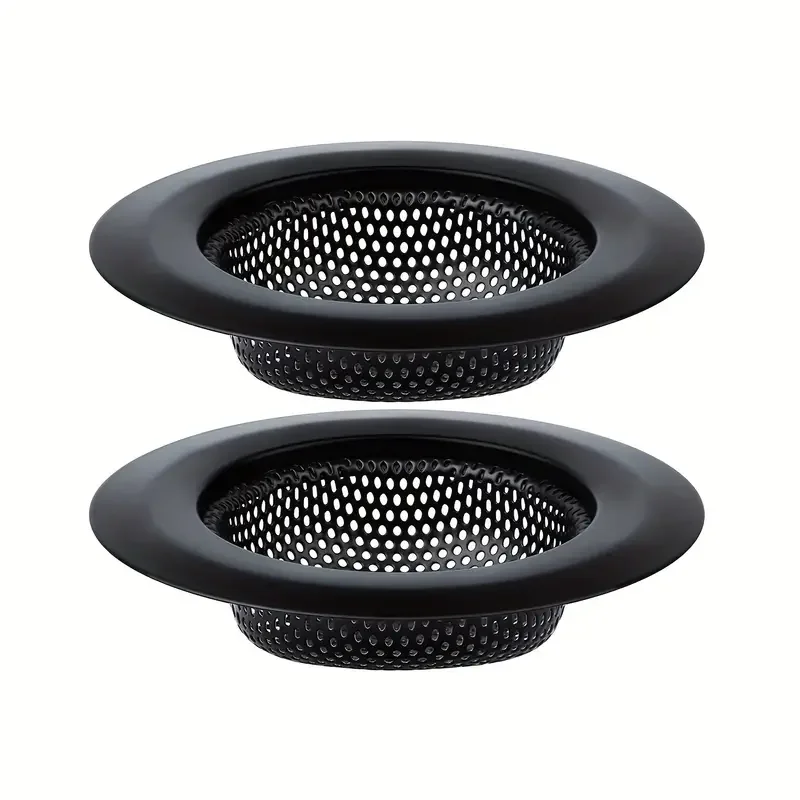 Stainless Steel Sink Strainer Black Anti Clog Mesh Trap Hair Clean Up With Handle Drain Filter Kitchen Bathroom Accessories