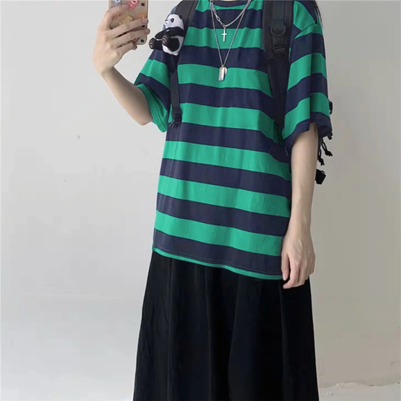 Women T-Shirts Harajuku Goth Punk stripe Print Short Sleeve Loose Clothes Oversized T Shirt Female Tops Hip Hop Tee Shirt 14 S8409f77ccec94d268ef59702e1737caaV