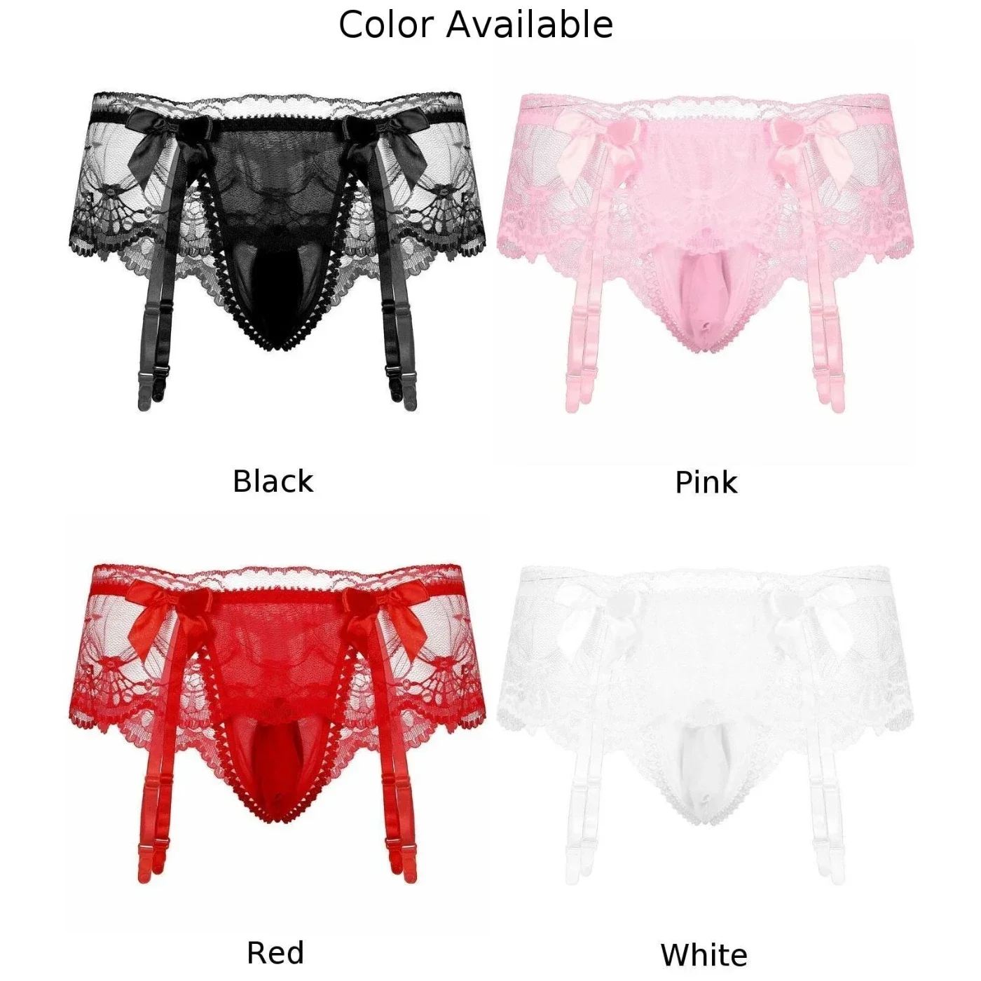 Mutandine intimo bianco 100% nuovo di zecca con slip neri giarrettiera Lingerie di pizzo rosso vedere perizoma slip traspiranti - immagine 5