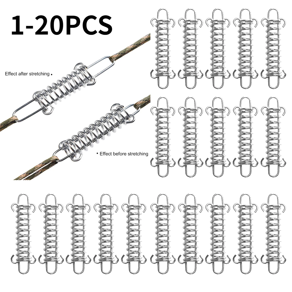 120pcs Stainless Steel Tent Wind Rope Buckle Spring Hook Buckle High