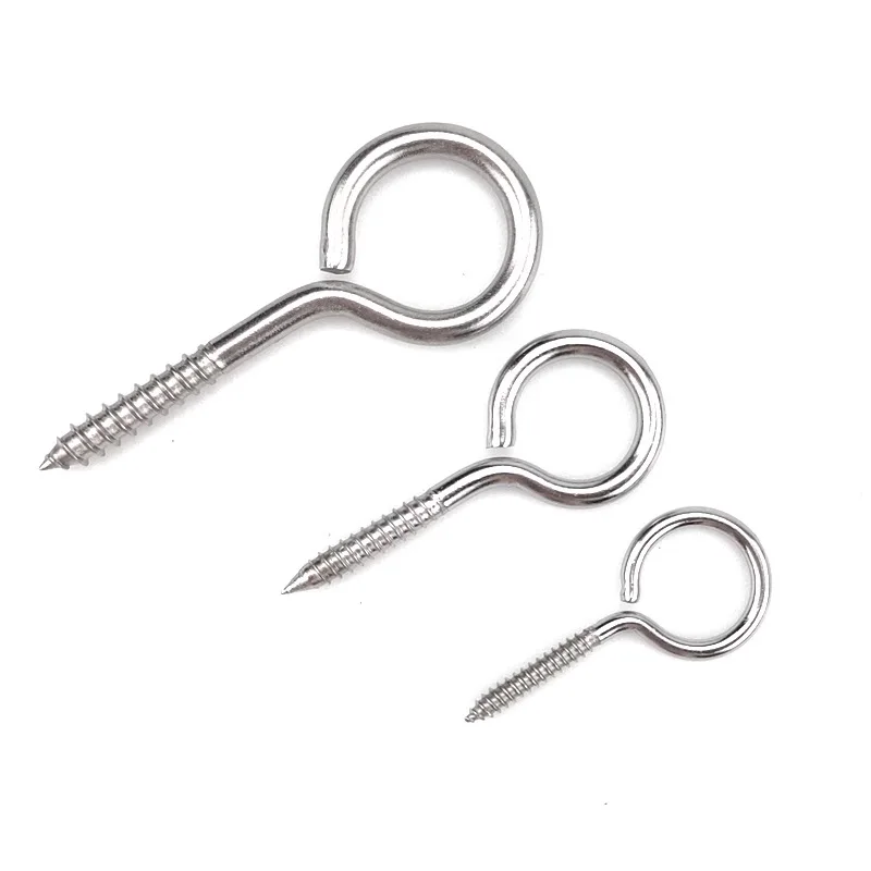 20 PCS M3/M4/M5 Eye-Shape Ring Hooks Metal Cup Hooks Stainless Steel Screw  Eye Hooks ​Household Threaded Hook Set - AliExpress