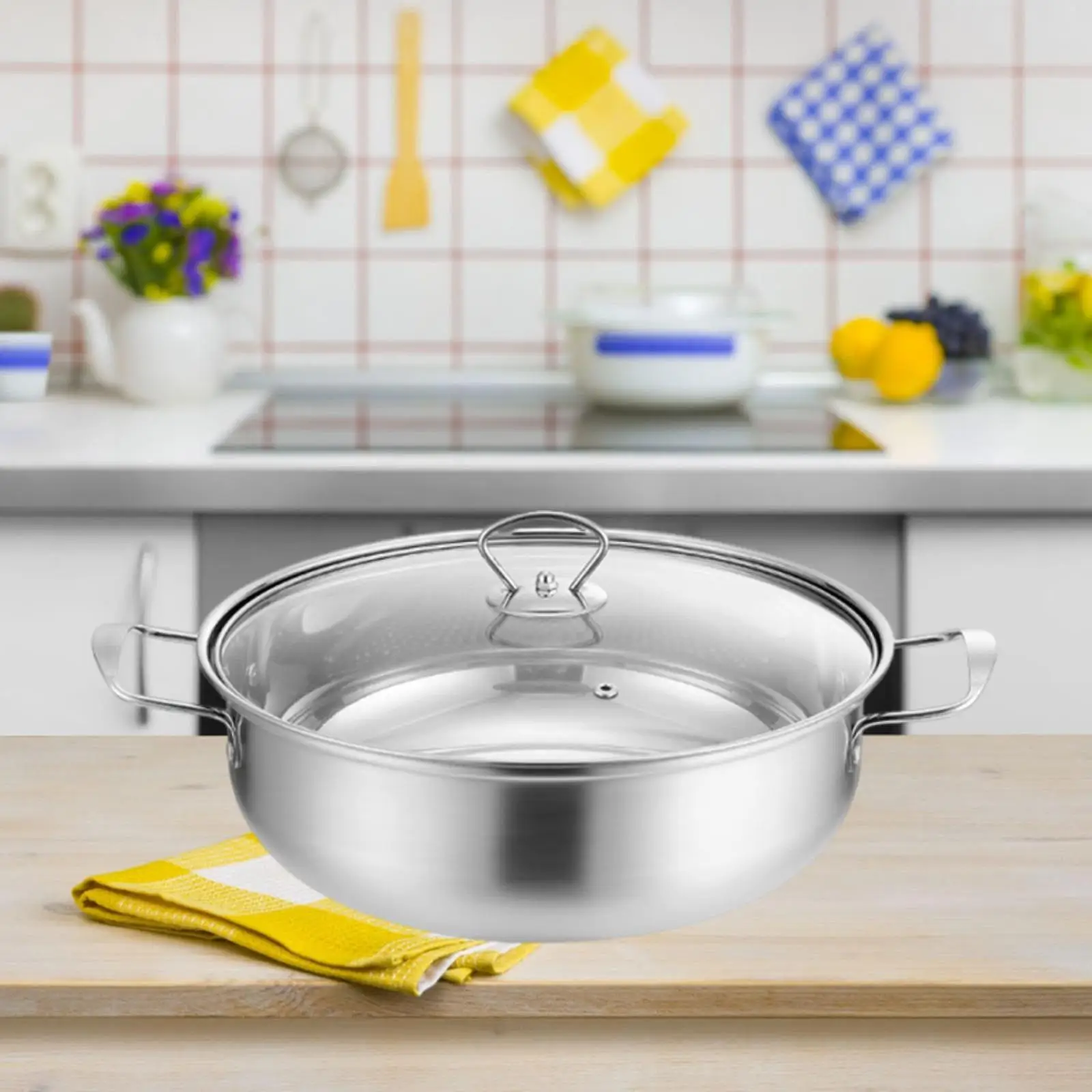 Stainless Steel Hot Pot Cookware with Lid Soup Pot for Home Restaurant Party