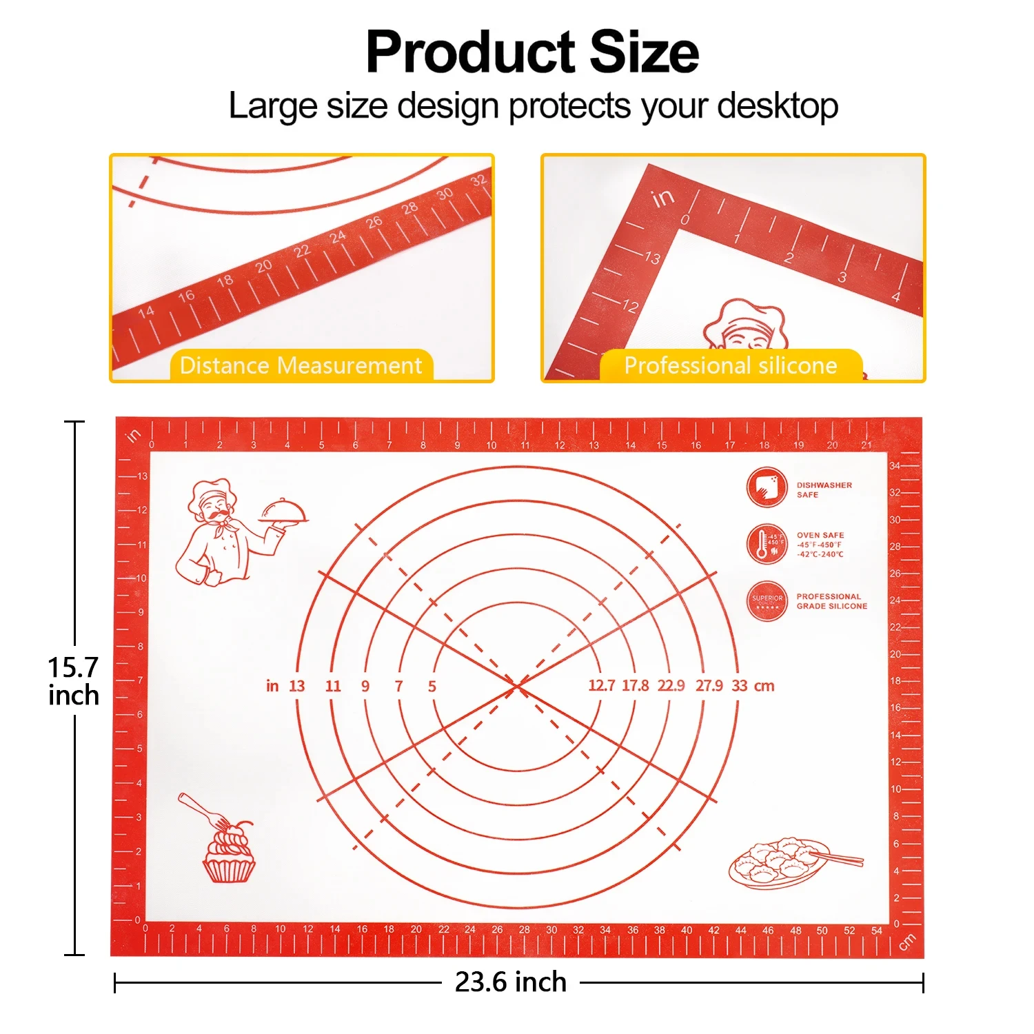 New Silicone Baking Mat Kneading Dough Mat Pizza Cake Sheet Liner Kitchen Cooking Grill Gadgets Bakeware Table Mats Pastry Tools