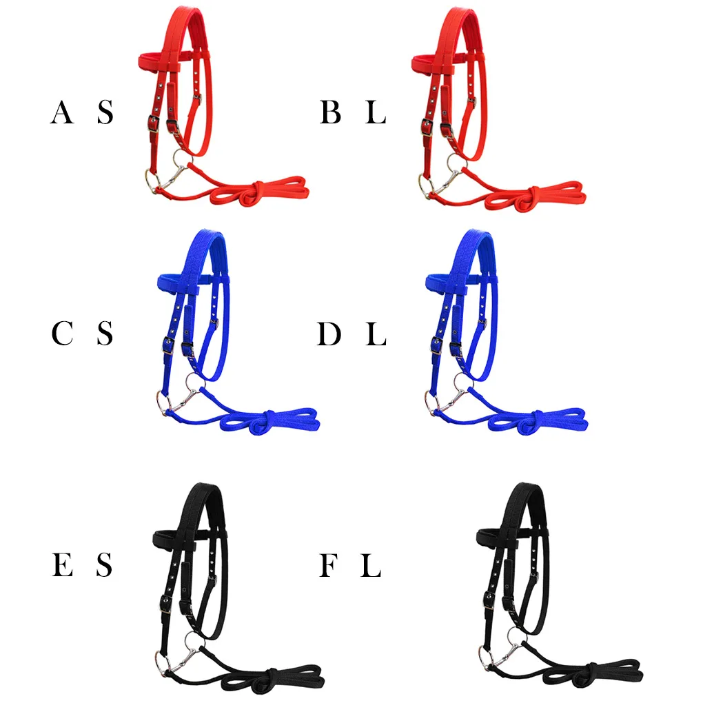 

Animal Bridle Headstall Adjustable Harness Detachable Snaffle Black L