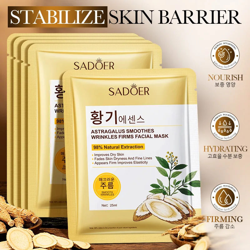 SADOER Astragalus Anti Wrinkles Facial Masks Moisturizing Anti-Aging Face Mask Sheet Masks Korean Skin Care Cosmetics
