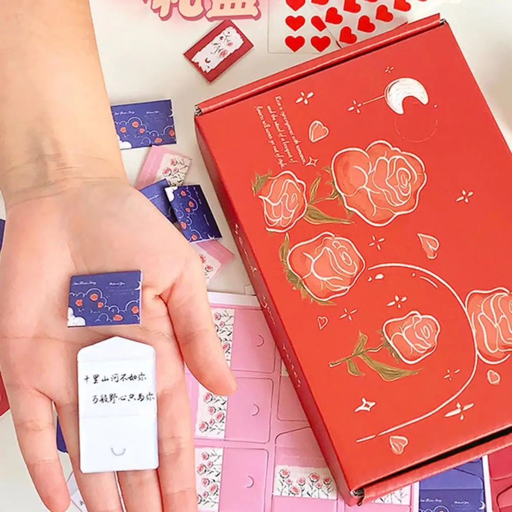 33Pcs Mini Love Letter Set with Heart Stickers Colorful Mini Envelopes with White-Blank Note Cards Holiday Blessing Envelope