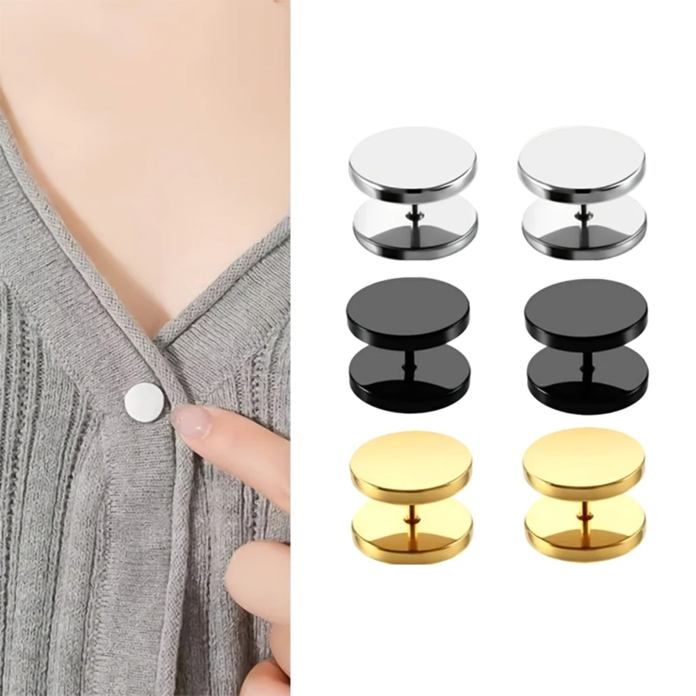 DIY Clothing Spiral Fastener 4Pcs Stainless Steel Seamless Buckle Clip Fixing Buttons