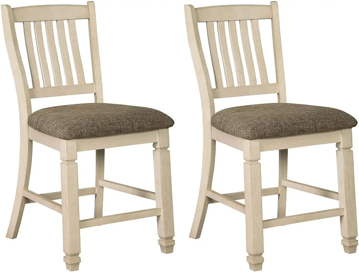 

Фирменный дизайн Эшли боланбург, барный стул 24 дюйма для дома в деревенском стиле, 2 штуки, античный белый