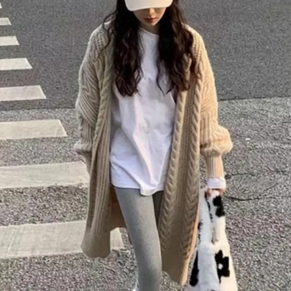 

Women Sweater Coat Women Cardigan Jacket Stylish Women's Twist Texture Long Sleeve Cardigan Cozy Knit Coat for Autumn/winter