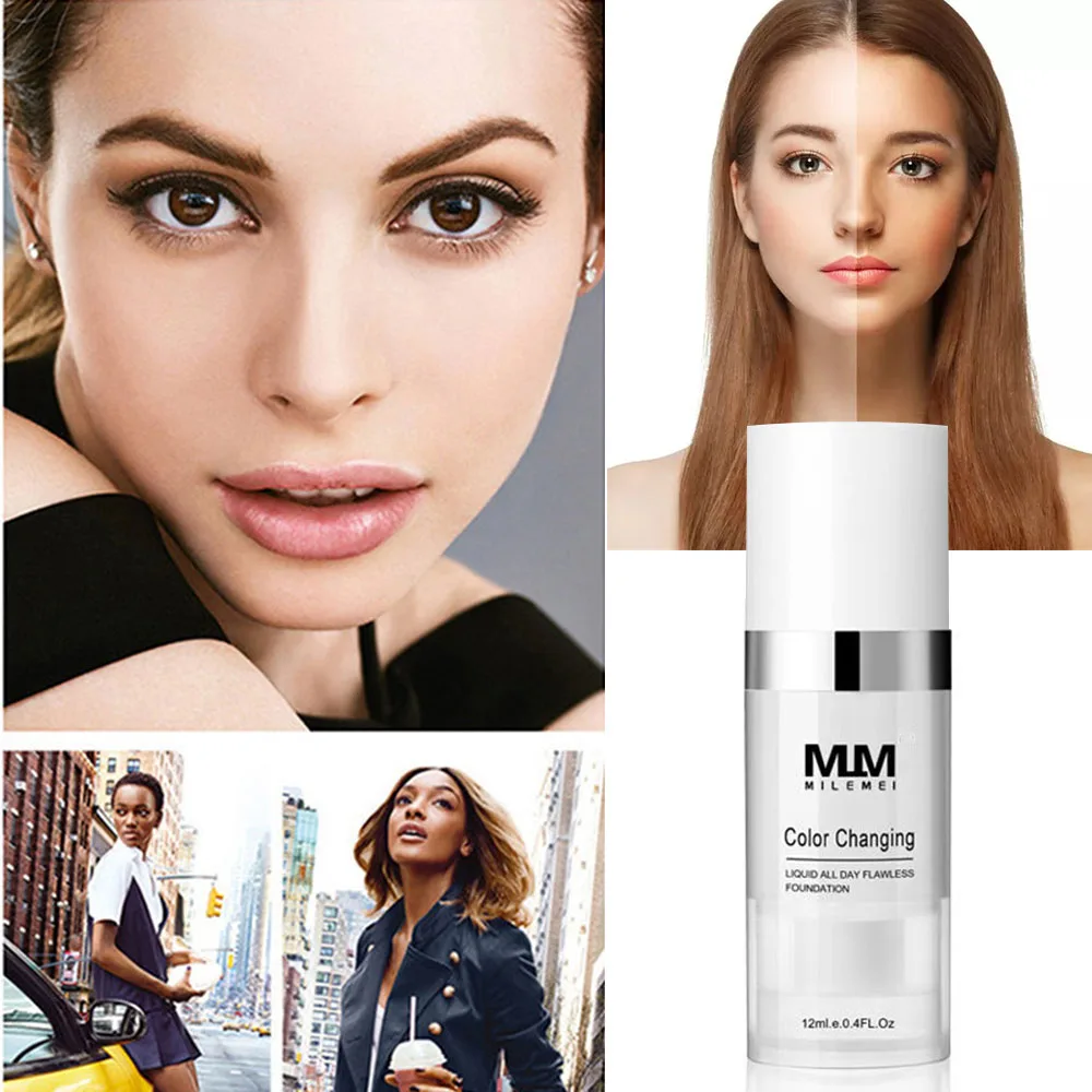 Color Changing Liquid Foundation Moisturizing Concealer Cream Oil-control Brighten Whiten Waterproof Long Lasting Cosmetics Tool Liquid Foundation Waterproof Foundation Makeup Cream Makeup Cosmetics