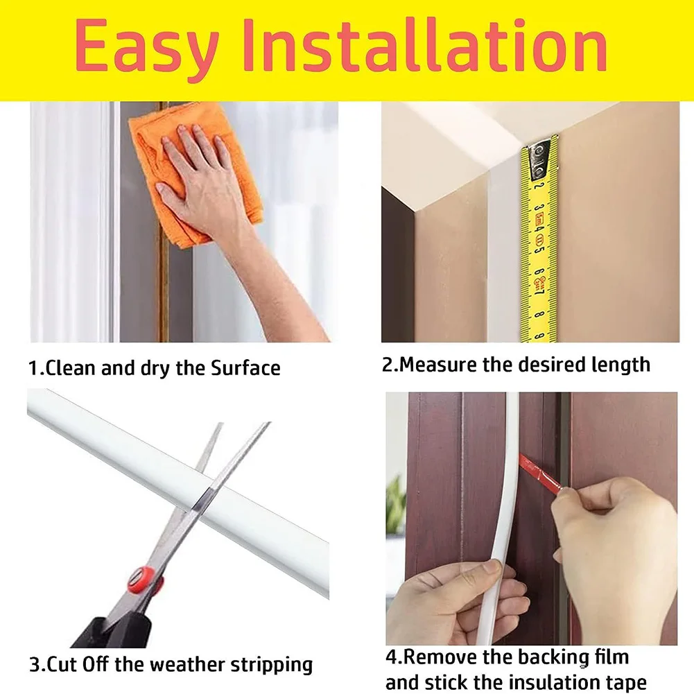 

Door Seal Sealing Strip Security Door 19.7Feet Door 6M Seal Strip Door Soundproofing White Concrete Blocks Self-adhesive Type