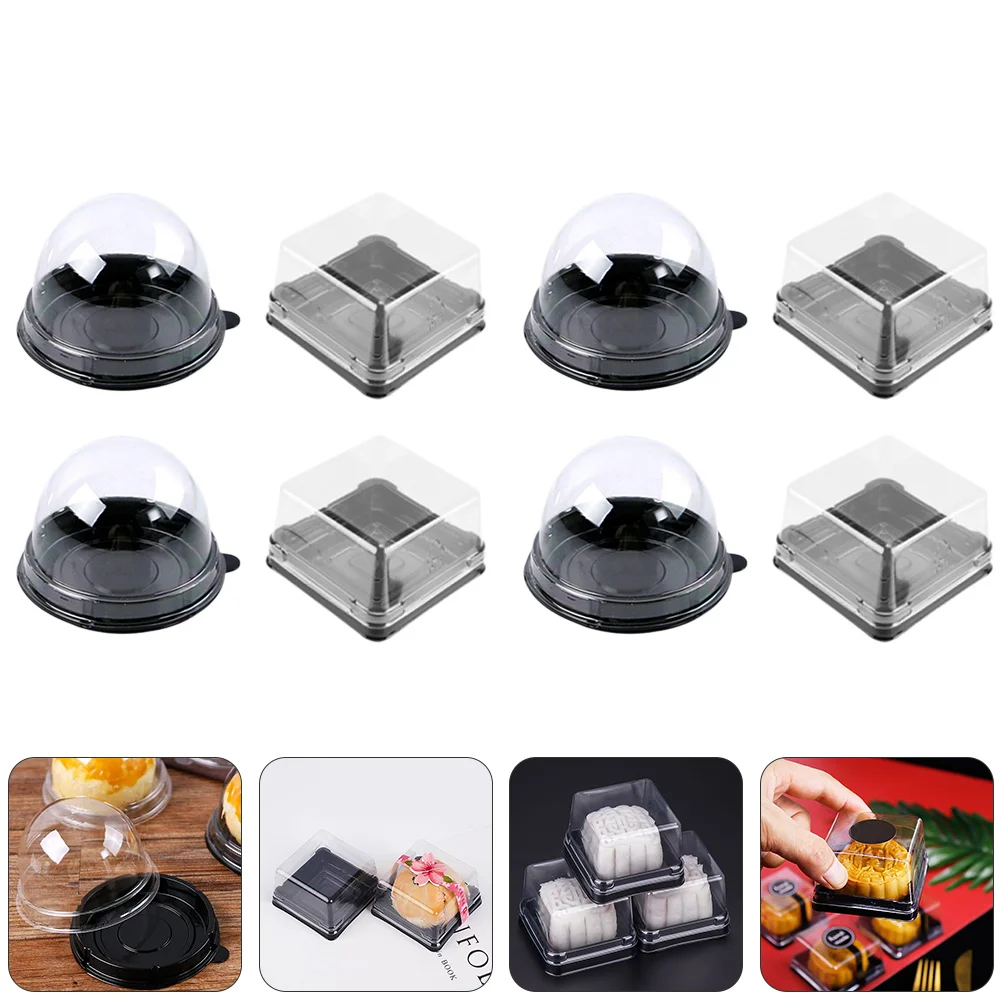 

100 Pcs Cake Boxes Blister Egg Yolk Crisp Storage Containers Biscuit Waterproof Round Moon Cases Portable Packing