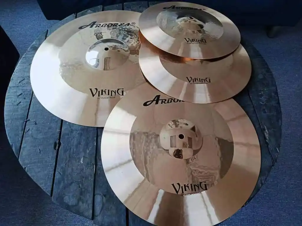 Arborea Drum Cymbal Pack B10 Viking Series 14"Hihats + 16"Crash + 18"Crash + 20"Ride + Cymbal Bag 5PCS Cymbal Set Percussion Instrument