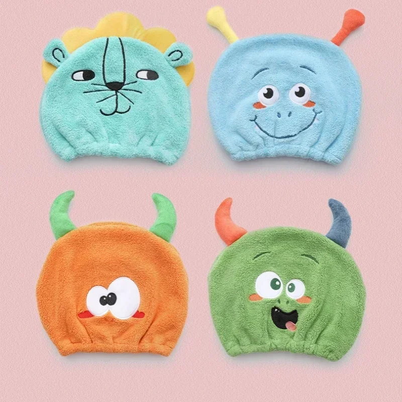 Cute Animal Kid Hair Drying Towel Cap Quick-dry Wrap Microfiber Super Absorption Hair Twist Kid Bath Hat Bathroom