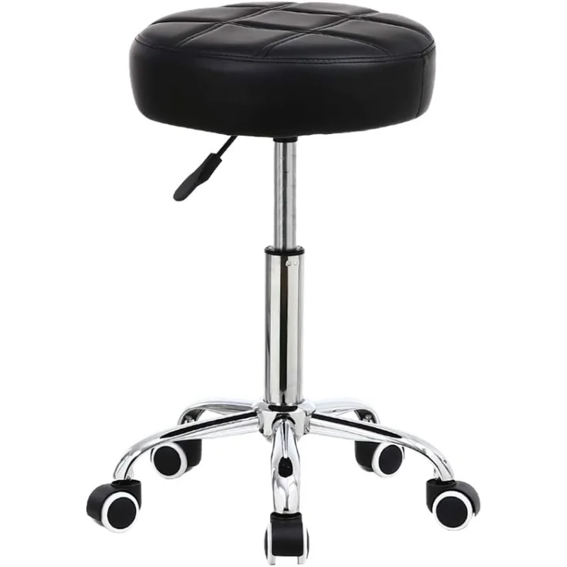 

Round Rolling Stool Chair PU Leather Height Adjustable Stool Swivel Drafting Work SPA Medical Salon Stools