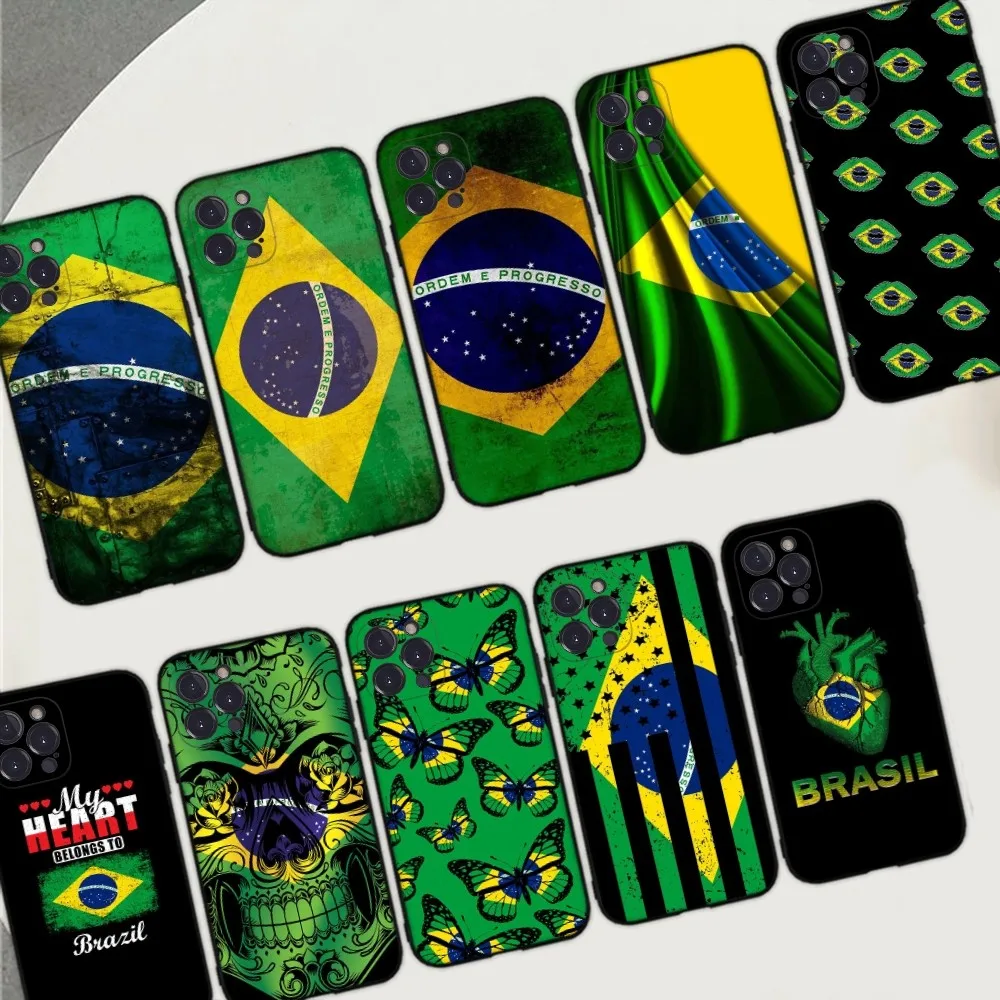 

Brazil Brazilian flag Phone Case For iPhone 15 14 11 12 13 Mini Pro XS Max Cover 6 7 8 Plus X XR SE 2020 Funda Shell