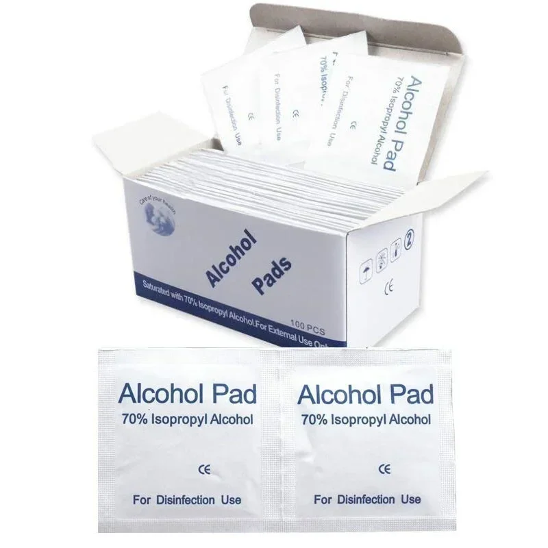 100pcs Portable Alcohol Prep Pads Disinfectant Swabs Wipes Cleaner 70% thumbnail 7